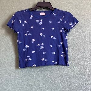 So floral t shirt with lace neck